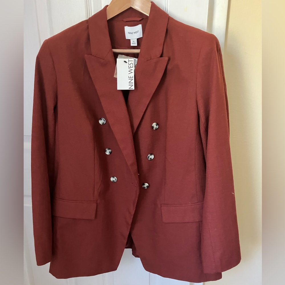 Nine West Women's Double-Breasted Blazer - Burgundy